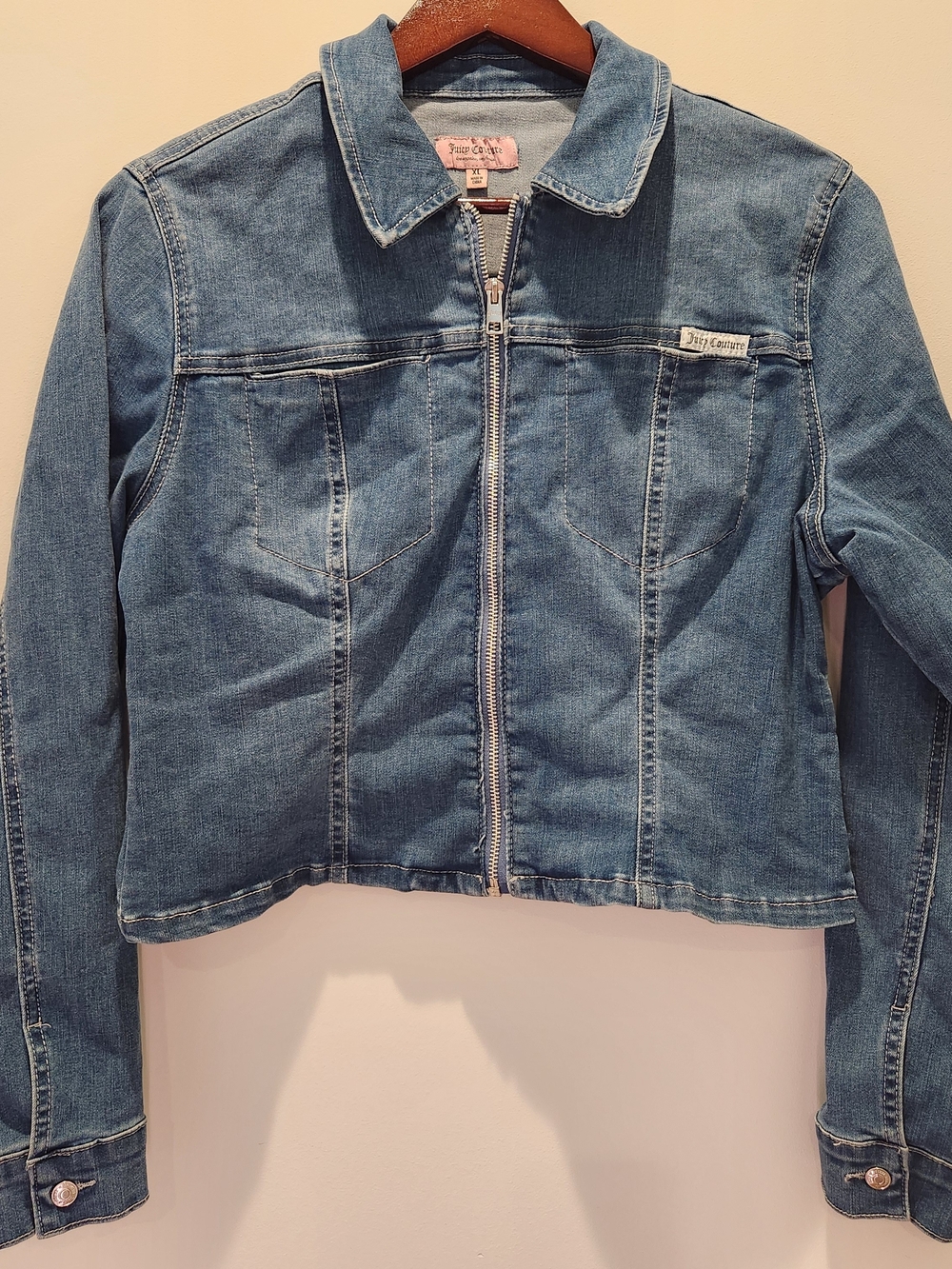 Juicy Couture Denim Zip-Front Jacket - Blue Y2K Style